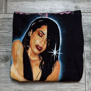 Aaliyah Womens Short Sleeve Crew Neck Aaliyah Portrait Graphic T-Shirt Black XL